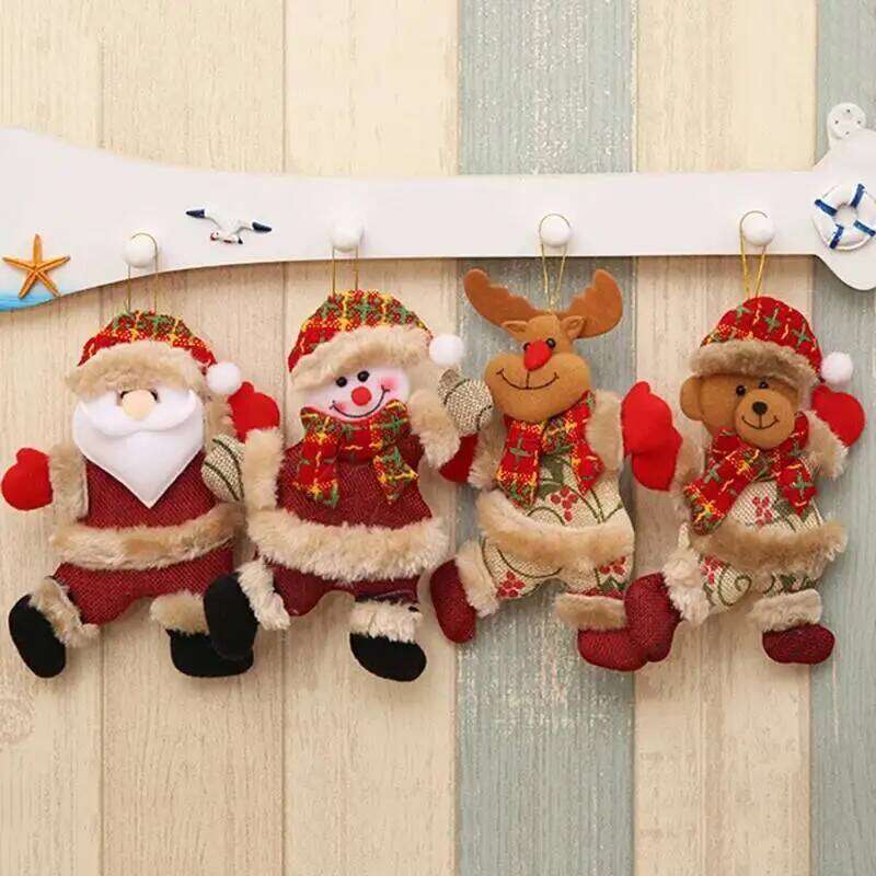 Christmas Plush Doll Ornaments Santa Claus Snowman Tree DIY Decoration Prop For Xmas New Year Home Party Kids Gifts