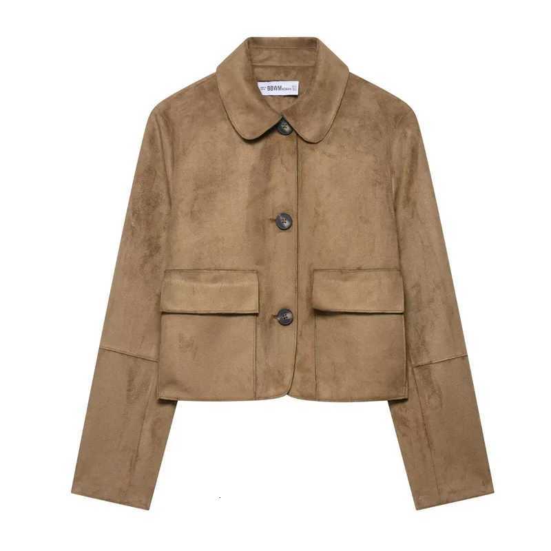 Female Elegant Lapel Single-breasted Pockets Decoration Solid Street Style Jackets Women Autumn Vintage Slim Short JacketT260328