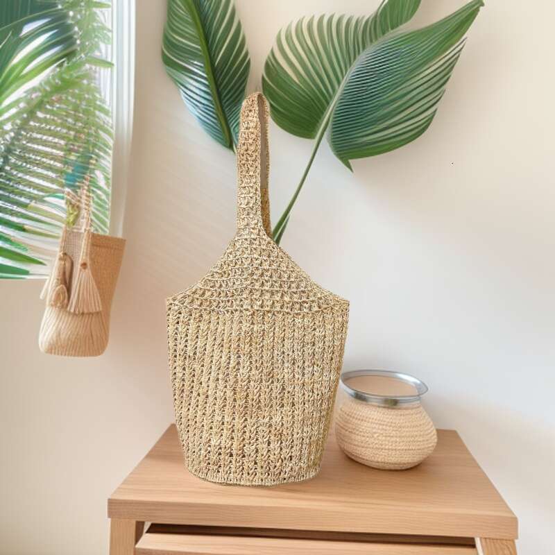 Totebag Shoulder ROSE NOIRE Large Capacity Women S Shoulder Hand Woven Raffia Bucket Holiday Beach Bag Crossbody