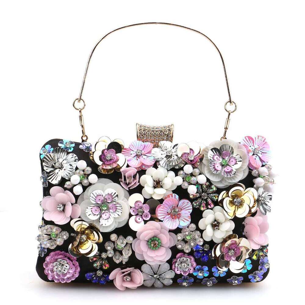 Chinese Embroidery Fashion Women Flower Diamonds Embroidery Small Clutch Luxury Lady Handbags Evening Bags New Arrival Chain Shoulder Purse Clutch Bag