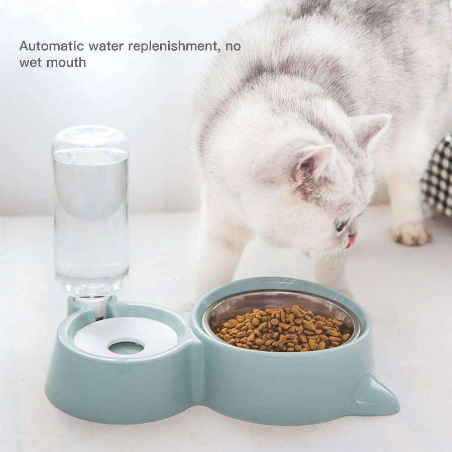 Dog Cat Anti-Spill Food Bowl, Automatic Feeding and Drinking Bowl Set for Pets 26W0330