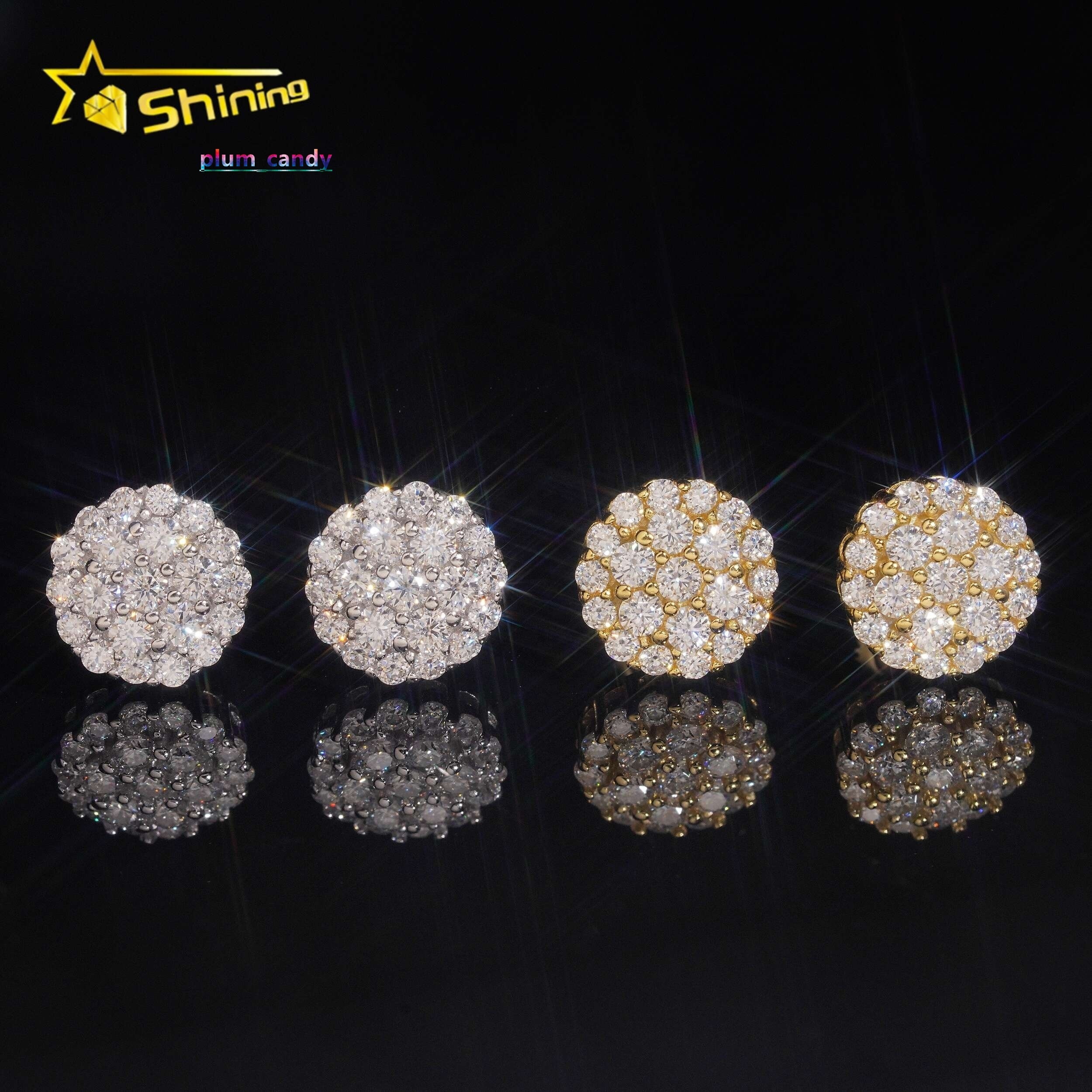 Wholesale Factory Direct 925 Sterling Silver Iced Out Hip Hop Diamond Moissanite Earrings for Men