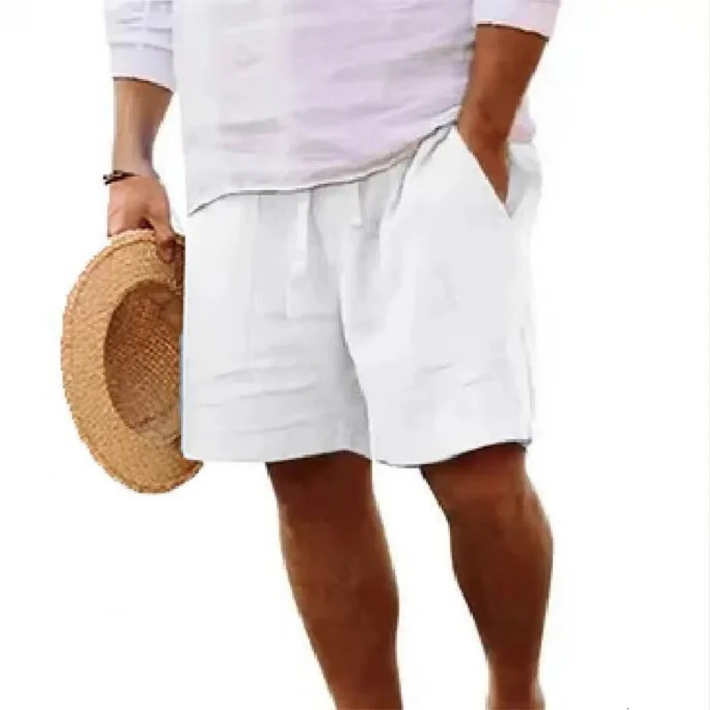 2026 Mens Cotton Solid Color Short Lightweight Gym Pants Linen Beach Shorts Men Jogging Sport Large Short Homme 260327