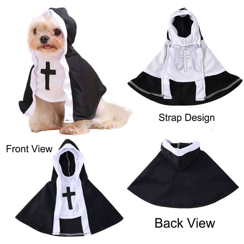 Funny Halloween Cosplay Costume Cute Dog Nun Clothing Christ Jesus Cross Puppy Clothes For Small Big Dogs Cats Pet Outfits