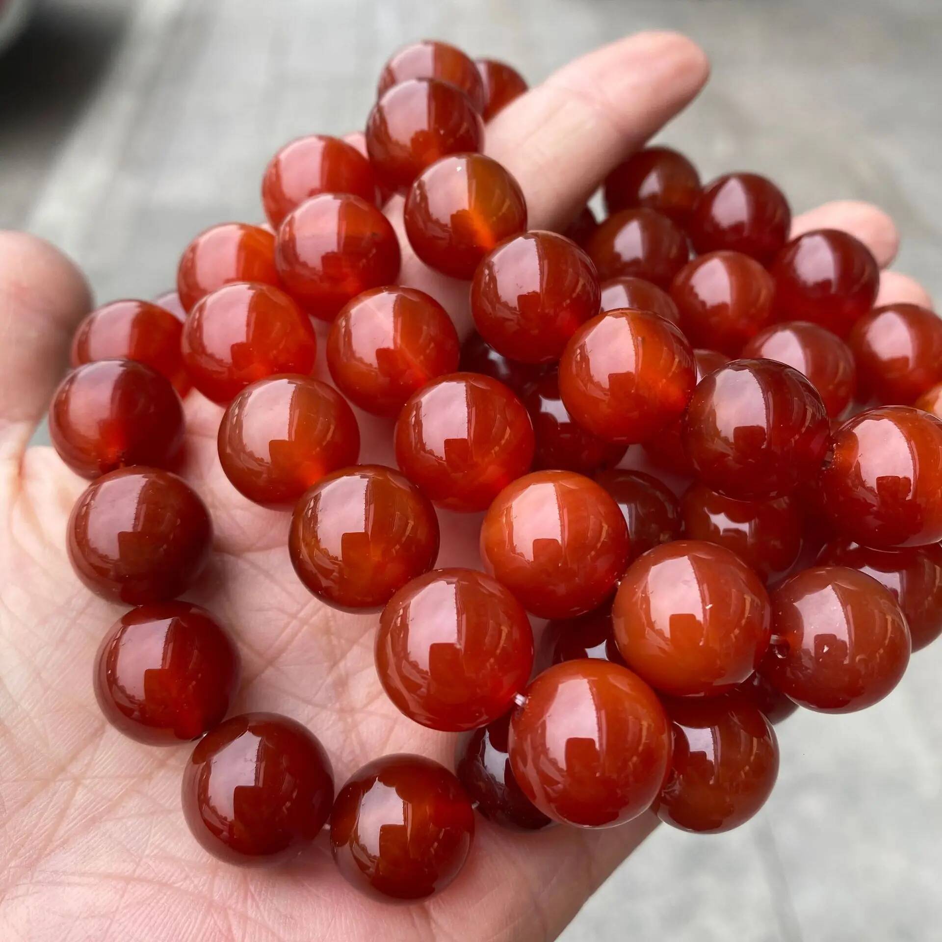 Carnelian Beaded Natural Red Agate Onyx Stone Beads Stretch Bracelets Yoga Healing Women Men Jewelry Gifts