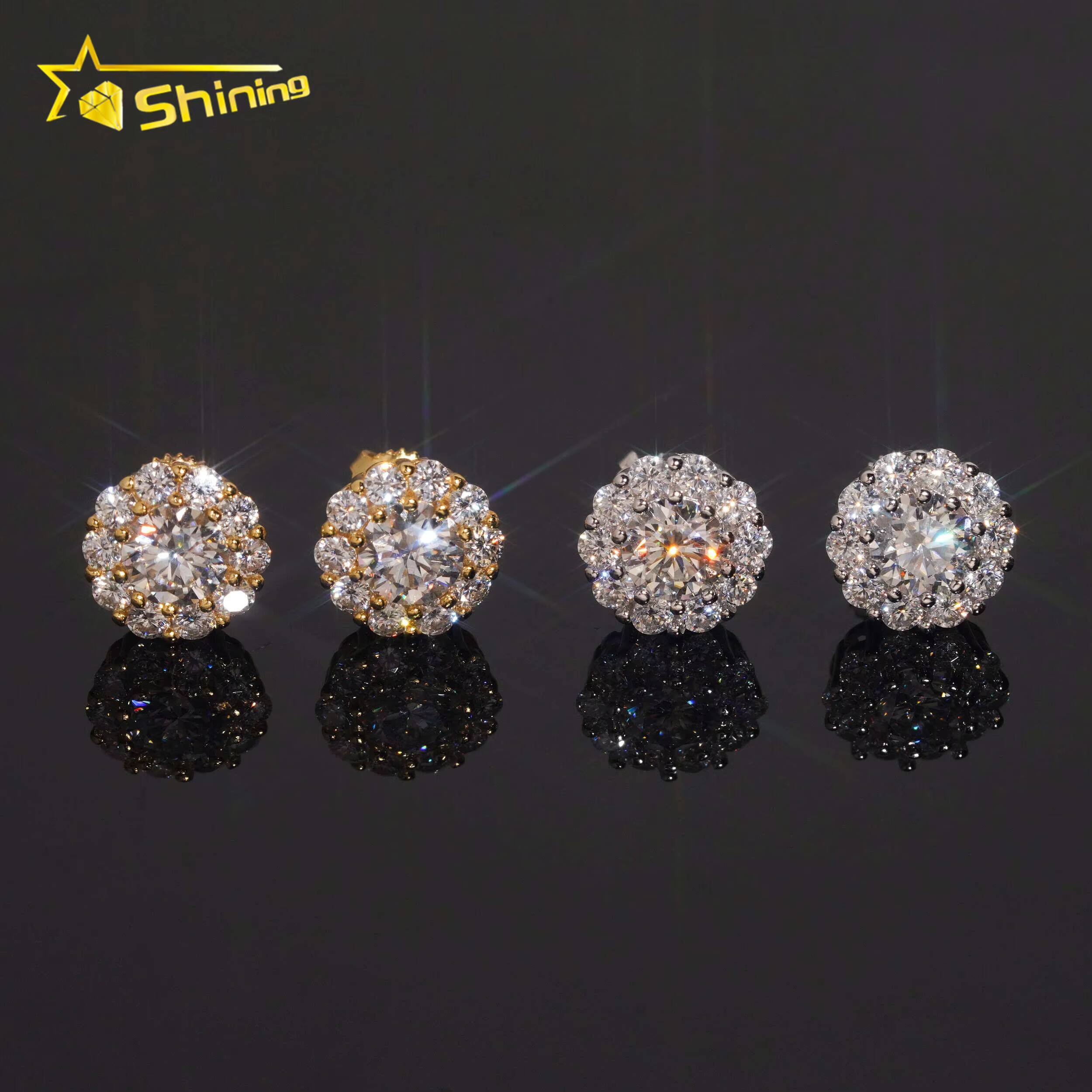 USA Local Stock Fast Ready Design S925 Sterling Silver Iced Out Earrings VVS Moissanite Diamond Screw Back Earring Stud