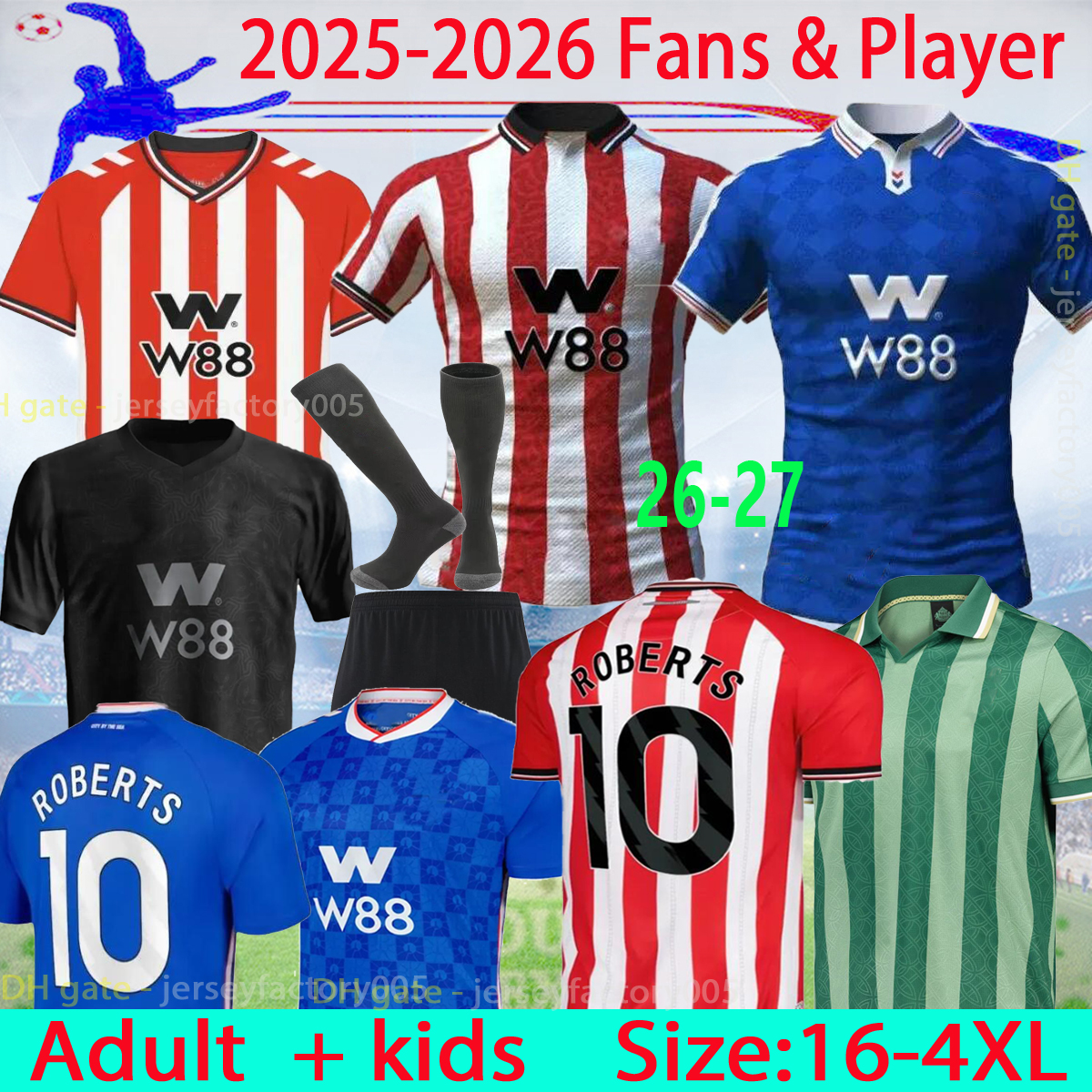 S-4XL SUNDERLAND 2026 Soccer Jerseys STEWART SIMMS ROBERTS AMAD CLARKE DAJAKU EMBLETON EVANS O'NIEN 26 27 man and kids Football Shirt