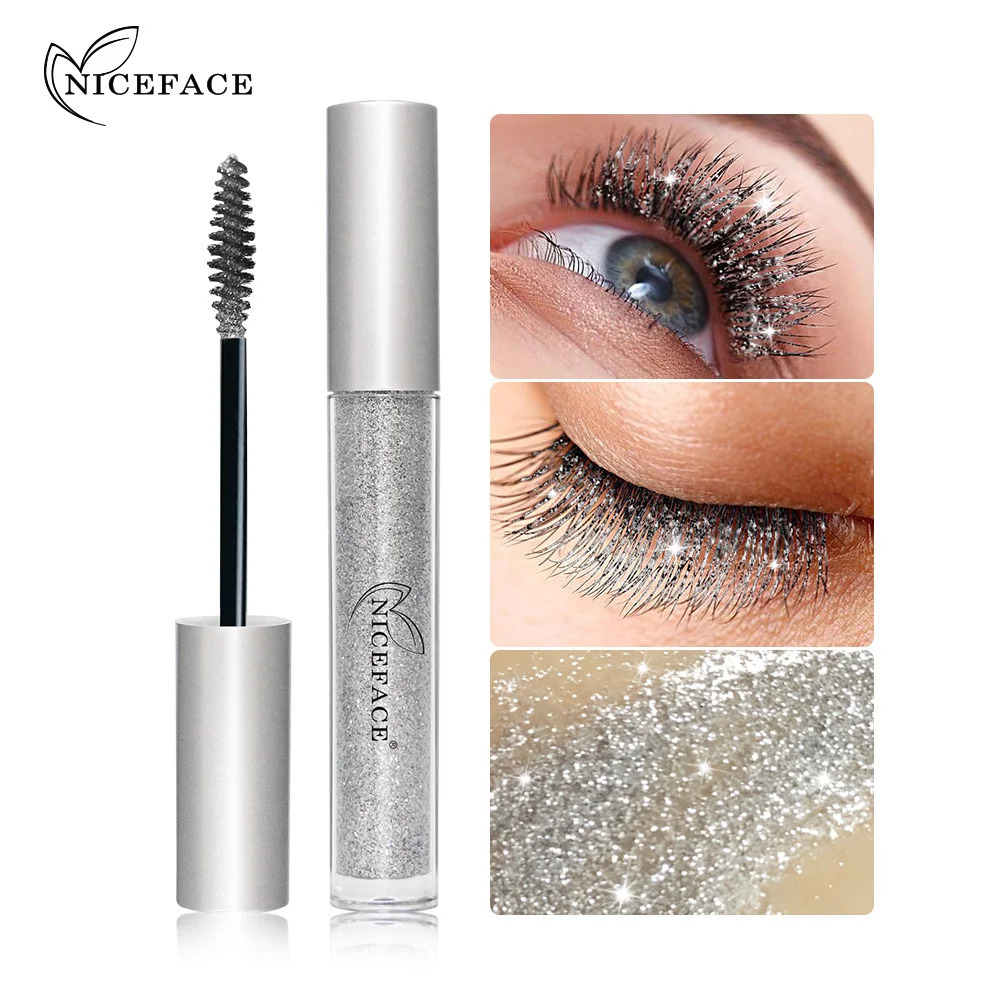 Diamond Glitter Mascara Fast Dry Eyelashes Curling Makeup Waterproof Longlasting Lengthens Eye Lash Black 4D 260316