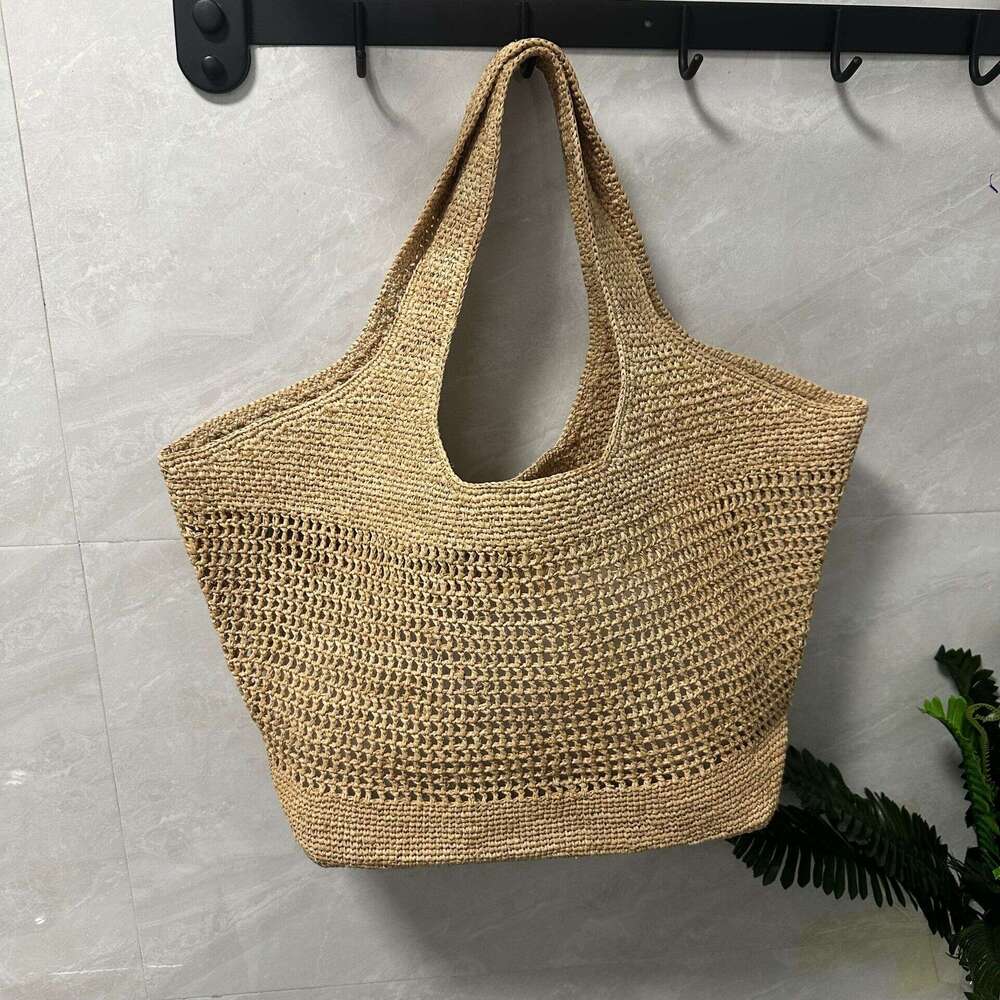 Totebag Shoulder ROSE NOIRE Raffia Handwoven For Women French Style Vacation Beach Casual Tote Large Capacity Handbag Bag