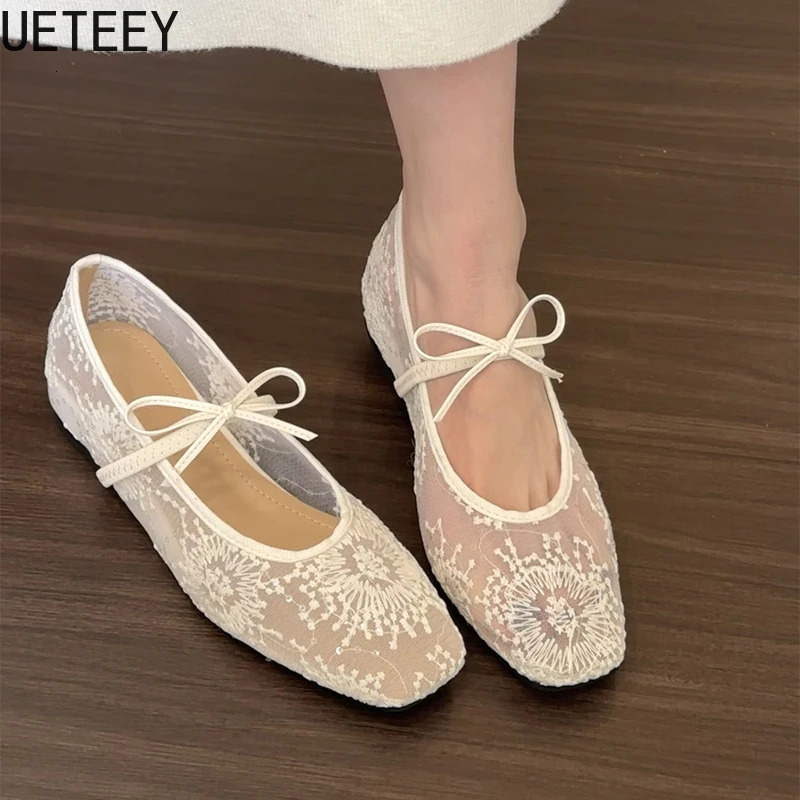 Breathable Women Mary Jane Flats Shoes Fashion Butterfly-knot Shoes Laides Soft Sole Comfort Street Style Shoes 260323