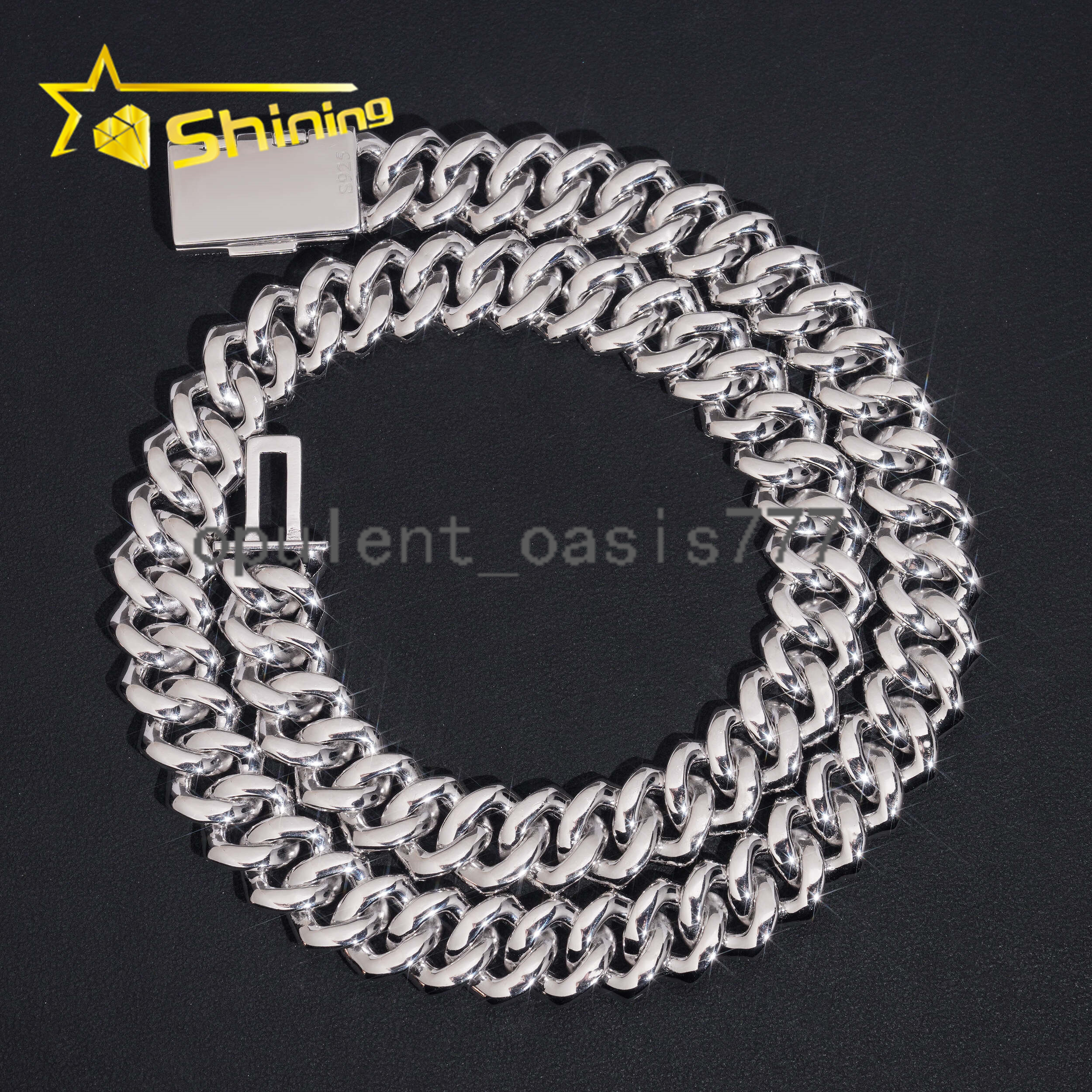 USA Warehouse New Stocks Ready to Ship 15mm 925 Solid Silver Hip Hop Jewelry Iced Out VVS Diamond Cuban Link Chain Moissanite