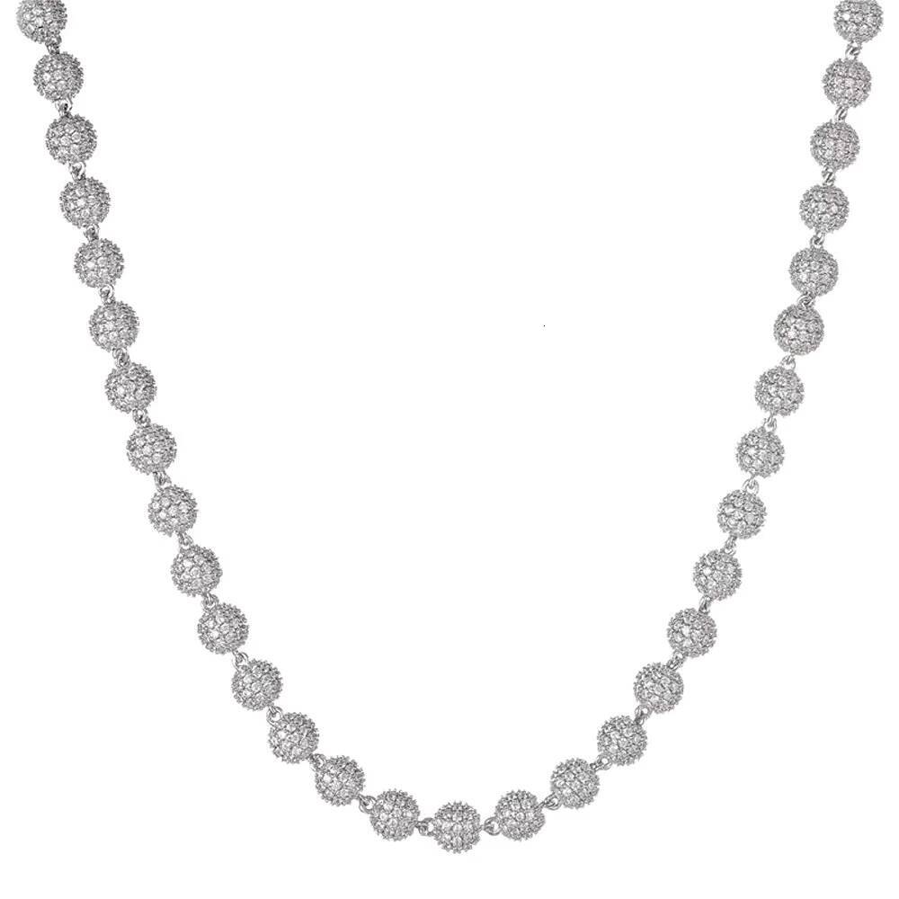 Ice Out Luxury Mens Vintage Gold Plated 14K White Gold Full Moissanite Ball Chain Necklace Premium Jewellery