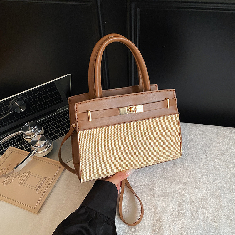 Free Shipping High Value 2026 New Women's Color-Block Handbag, Fashionable High-Quality, Cross-Border Shoulder and Crossbody Commuting Small Squa
