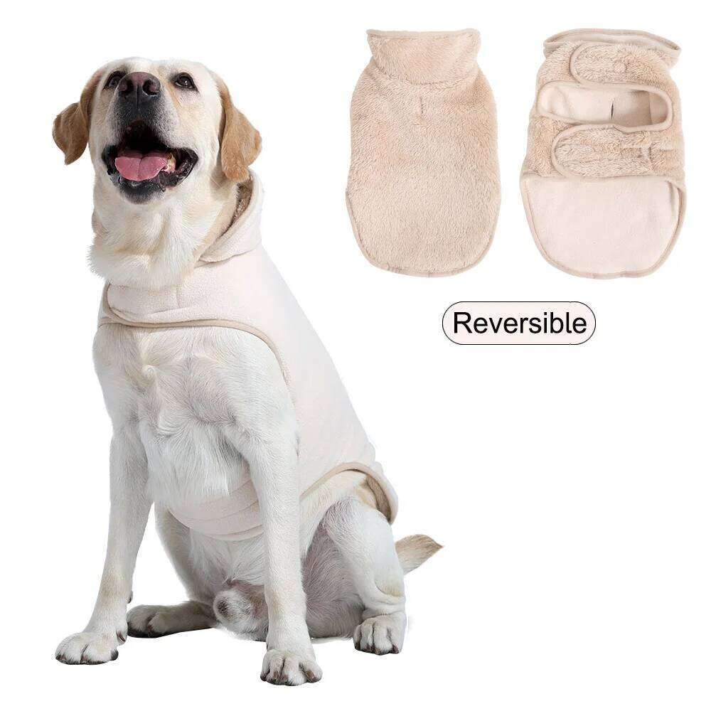Winter Pet Dog Warm Fleece Jacket Coat For Small Large Dogs Adjustable Puppy Clothing Golden Retriever Outfits Labrador Costume