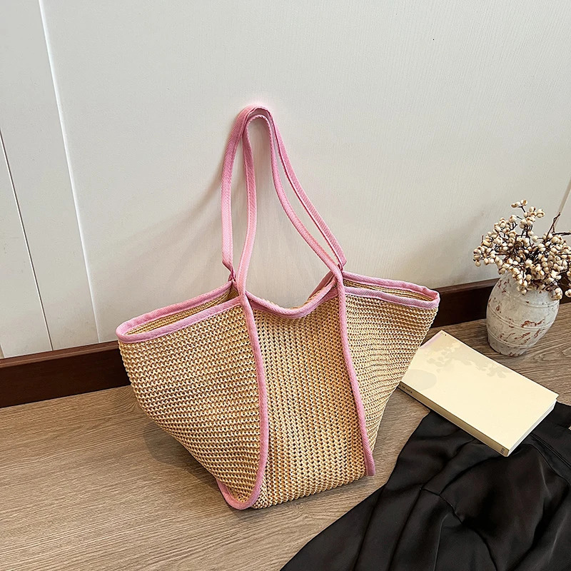 Womens Fashion Versatile Large-capacity Braid Shoulder Bags er Straw Woven Summer Beach Bags Ladies Leisure Tote Bag260316
