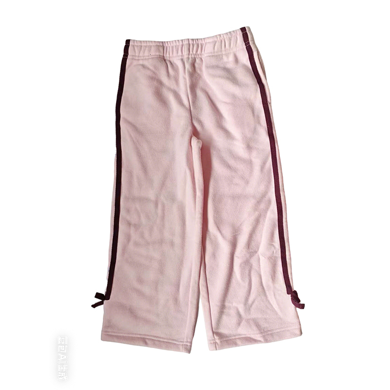 Kids Girls Soft Fleece Pants with Side Stripe & Bow Detail, Casual Elastic Waist Trousers for Toddler