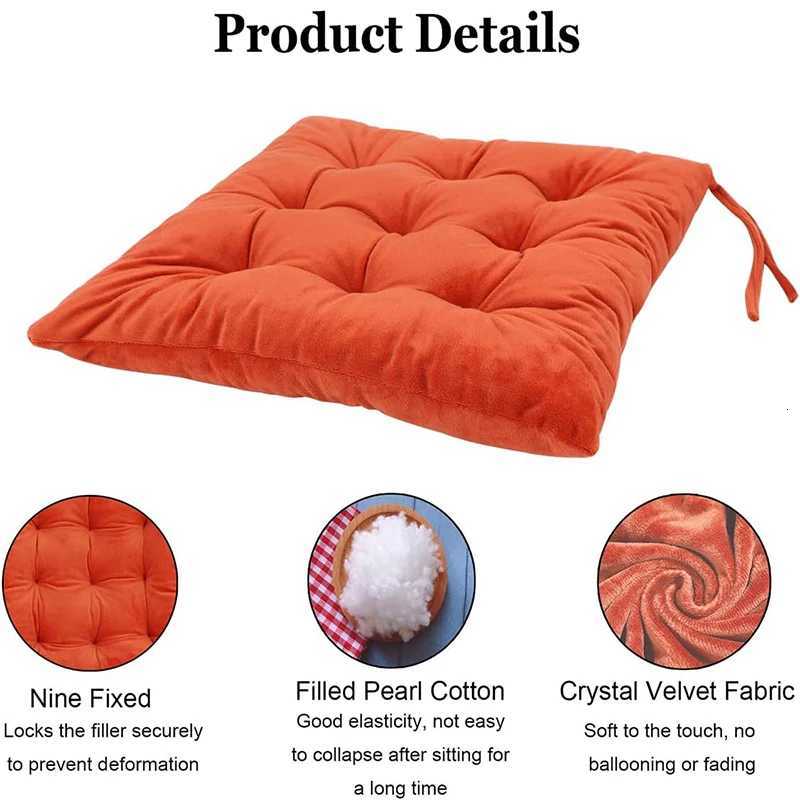 4pcs Crystal Velvet Chair Cushions with Ties40x40x7cmSoft Velvet Seat Pads for Kitchen Dining ChairsOfficeLiving Room Chairs H260330 - view 3