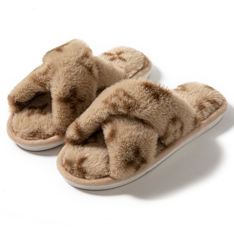 Free Shipping Designer Sandals Four Leaf Clover Open Toe Women's Slippers Autumn and Winter Warm Cotton Slippers Home Daily Outfit