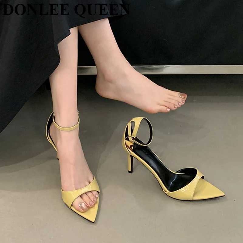 2025 Pointed Toe Women Ankle Strap Sandals Thin High Heels Peep Toe Slides Sandals Shoes Summer Design Fashion Party Dress Pumps Z260330
