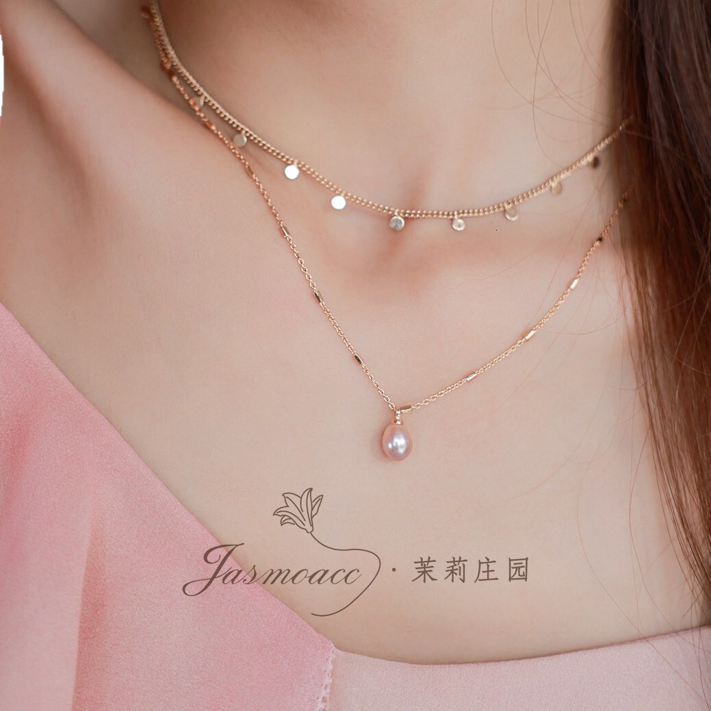 Designer luxury Original Niche Design Natural Freshwater Pearl Versatile Simple Layered Necklace for Women Light Luxury High-end Clavicle Necklace for
