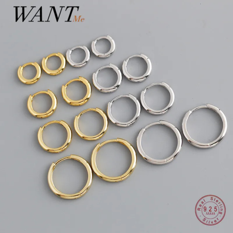 WANTME Real 925 Sterling Silver Minimalist Bohemian Round Ear Buckle for Women Punk Unisex Rock Hoop Earring Jewelry Accessories 260323