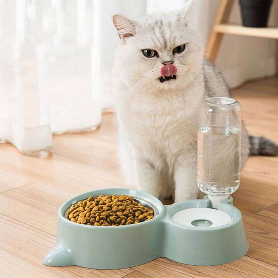 Dog Cat Anti-Spill Food Bowl, Automatic Feeding and Drinking Bowl Set for Pets 26W0330