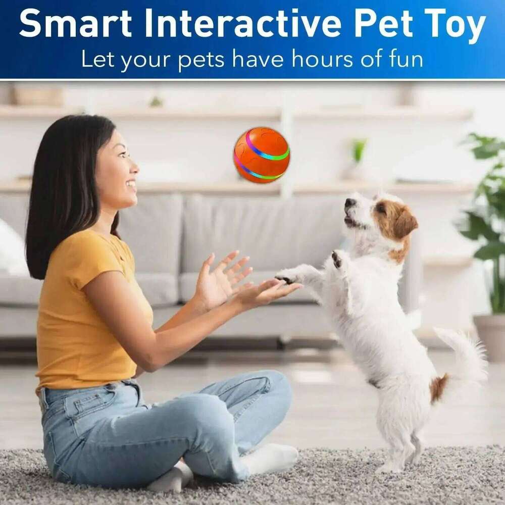 Smart Teasing Remote Control Waterproof Interactive Pet LED Light Dog Bouncing Automatic Rolling Toy Ball