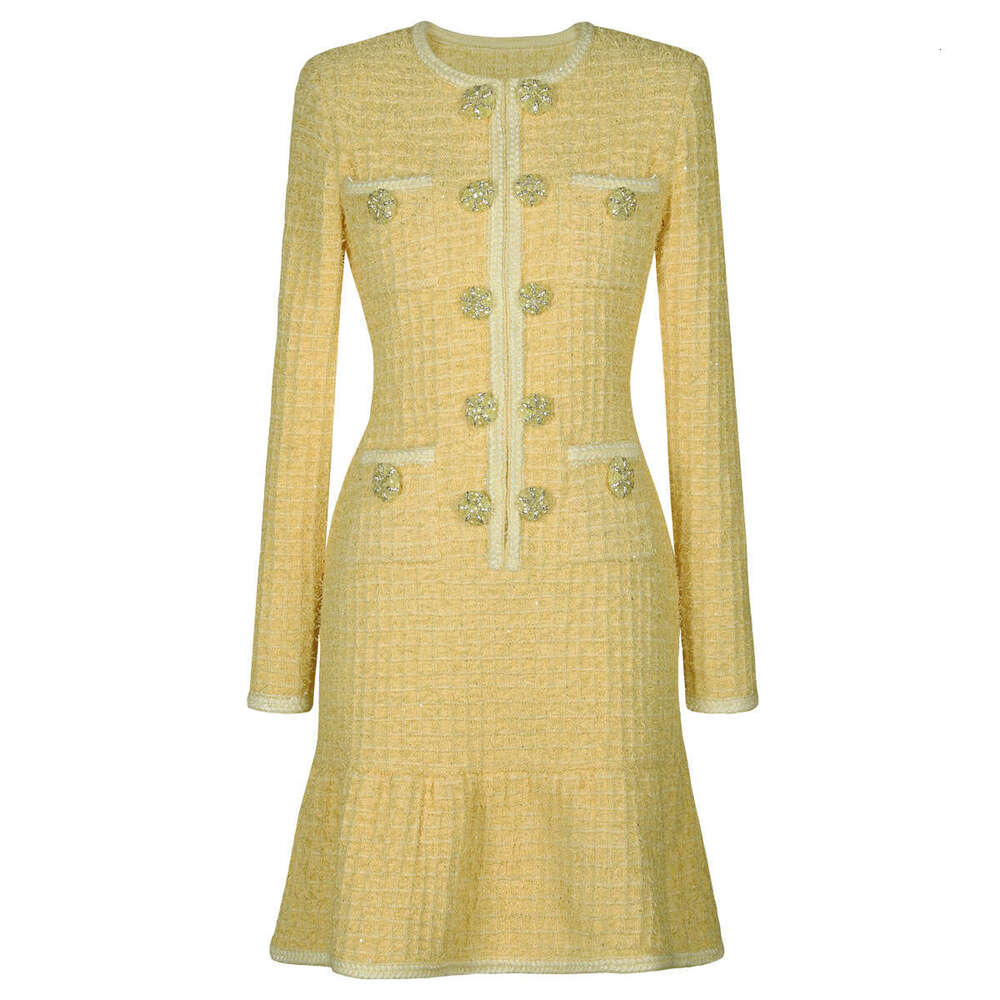 Spring and Autumn X21 New Designer High Quality Knitted Round Neck Wool Slimming Long Sleeve Women's Dress