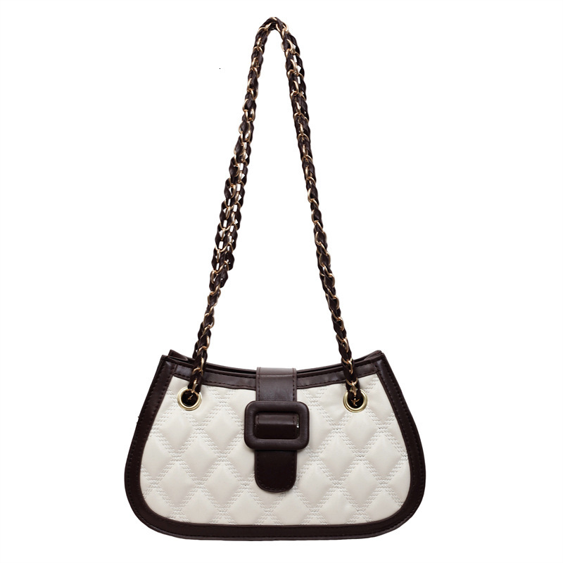 Free Shipping High Value Diamond-pattern chain 2026 new fashion color-blocking textured underarm stylish trendy crossbody bag for women
