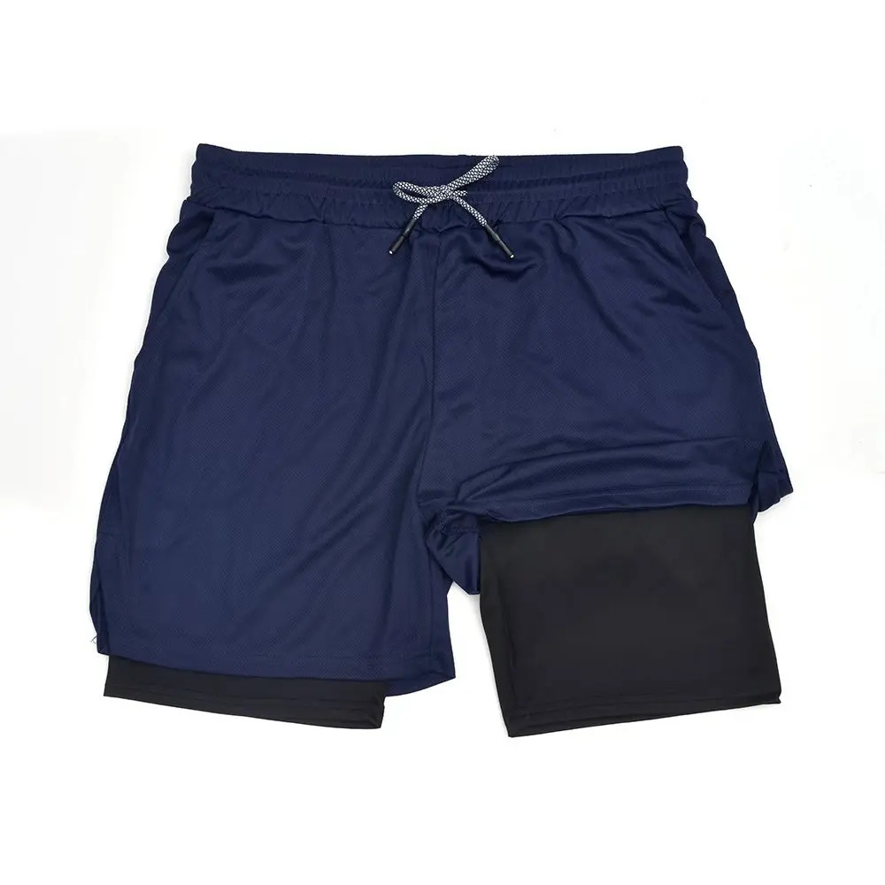 Mens Double Layer Fitness Shorts Men Fitness Gym Training 2 in 1 Sports Shorts Quick Dry Workout Jogging Double Deck Summer 260327