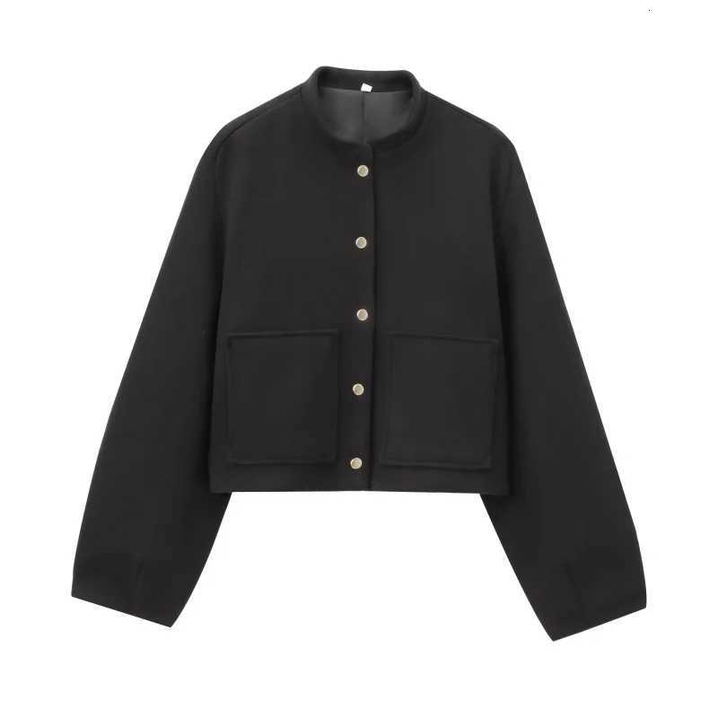 Short bomber jacket with patch pockets ETJ 2025 - New Product - 3D Cut and Loose Fit Long Sleeve Short Coat for WomenT260328