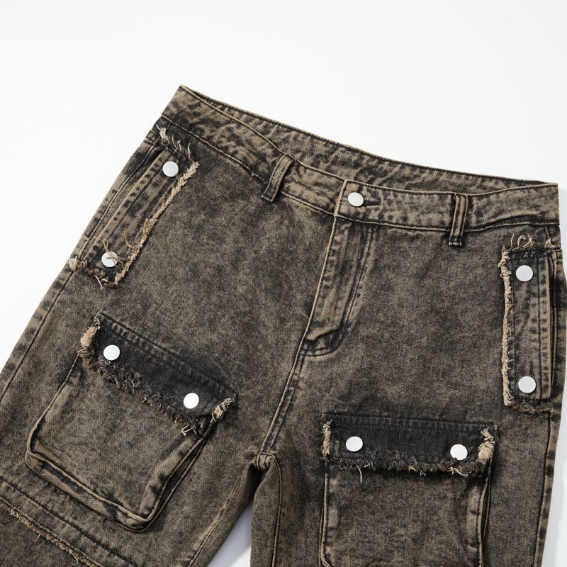 Stylish Unisex Cargo Trousers: Practical Deep Pocketed Blue Jeans Ideal For Everyday Wear-HC51