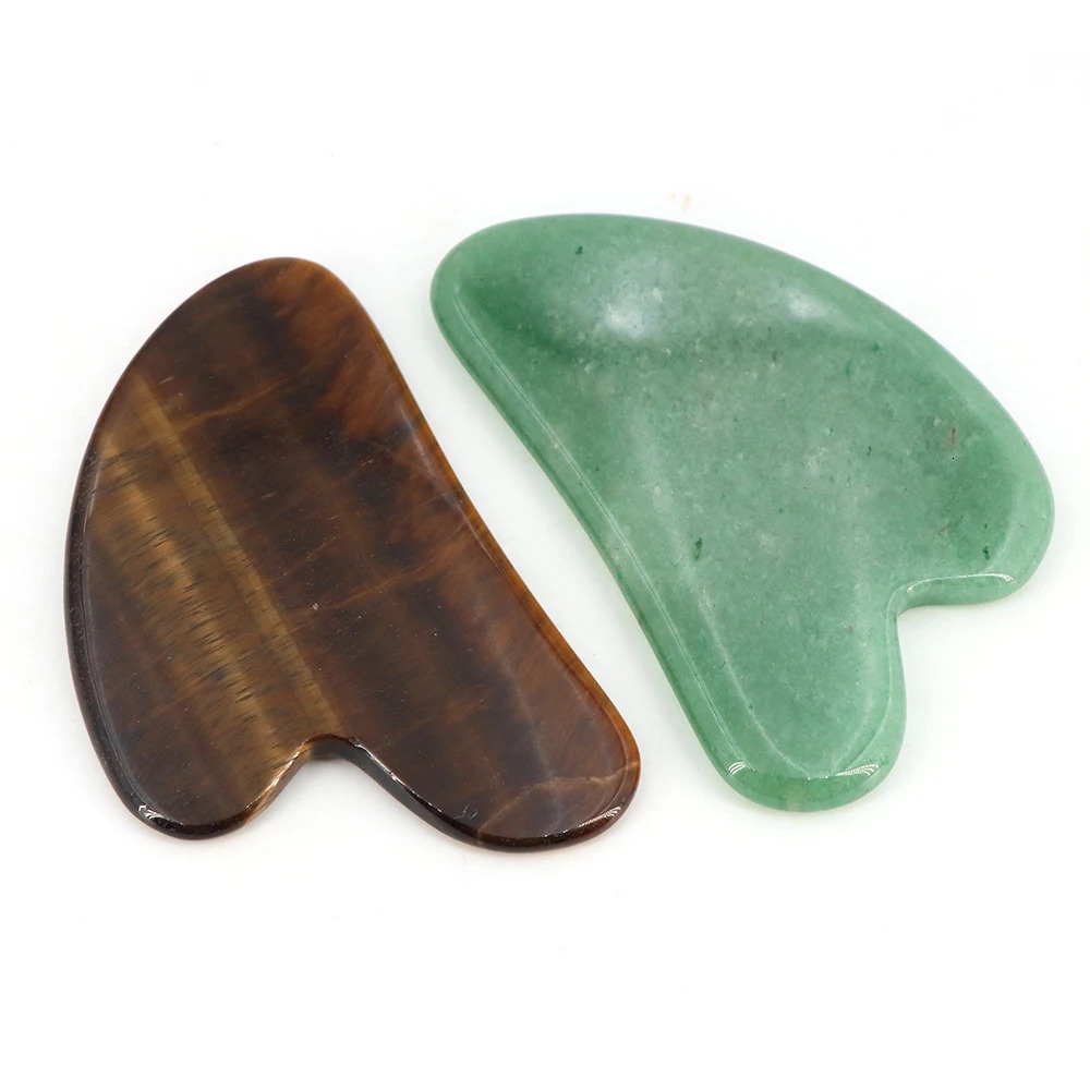 Natural Stone Gua Sha Massage Board Pink Rose Quartz Amethyst Guasha Plate Jade Face Massager Scrapers Tools for Neck Back Body 260316
