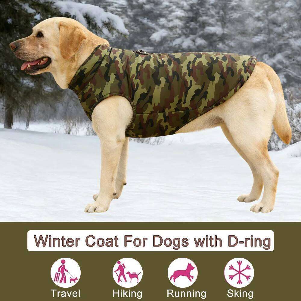 Autumn Winter Dog Jacket Coat for Small Big Dogs Cats Windproof Puppy Camouflage Print Clothes Golden Retriever Pug Pet Clothing