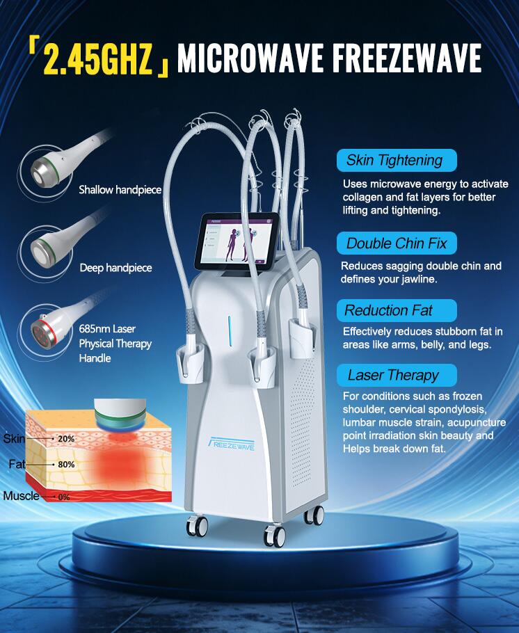 Directly effect 3 in 1 Vertical 2.45GHz Microwave freeze wave Therapy Machine face lifting Anti-Aging Slimming skin Lifting Weight Loss shaping beauty