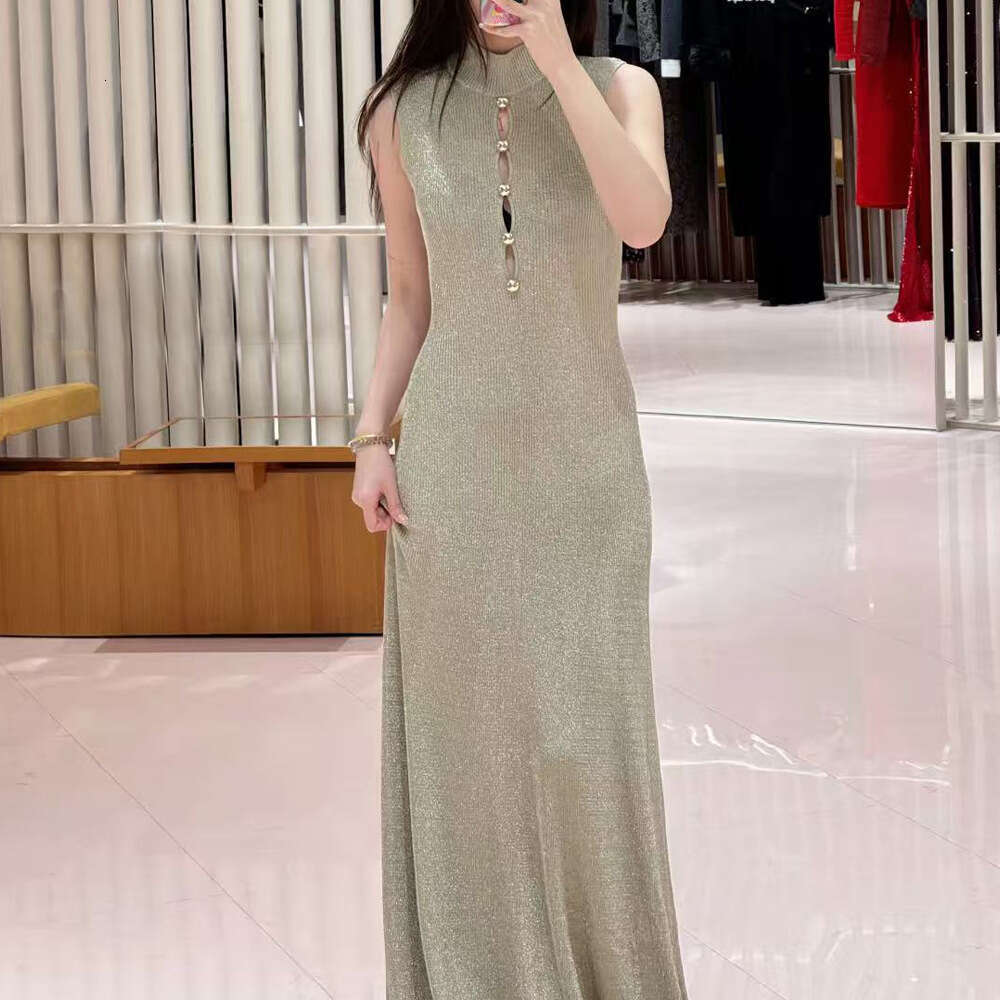 2026 Autumn/Winter New Designer Women's Fashion Half High Collar Slimming S18 Sleeveless Long Elegant Dress