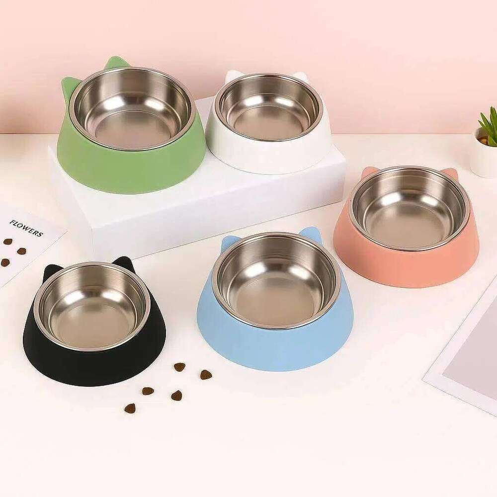 Durable Cat feeding bowl Inclined Stainless Steel small dog Drinking Feeder cat accessories Pet drinker supplies petkit scraper 26W0330