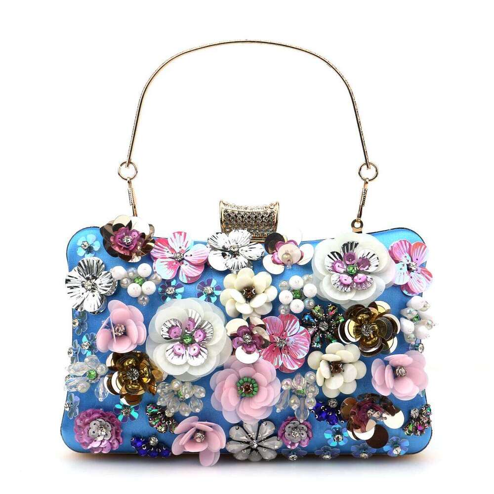Chinese Embroidery Fashion Women Flower Diamonds Embroidery Small Clutch Luxury Lady Handbags Evening Bags New Arrival Chain Shoulder Purse Clutch Bag
