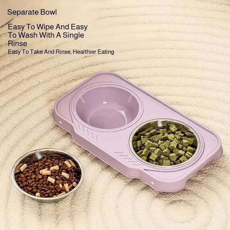 Foldable Cat Double Pet Stainless Steel Puppy Dog Feeder Water Food Bowl With Stand Feeding Dish Drinker Pets Supplies