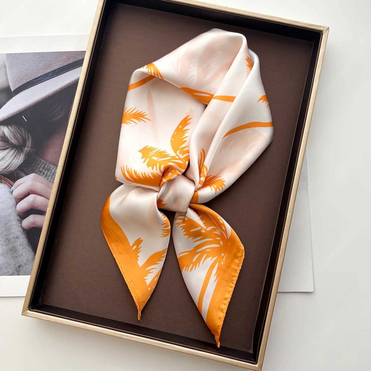 2026 Women Square Scarf Silk Imitation Print Neckerchief Bandana Foulard Female Shawl Scarves Wrap Head Hair Band Ties Z260330