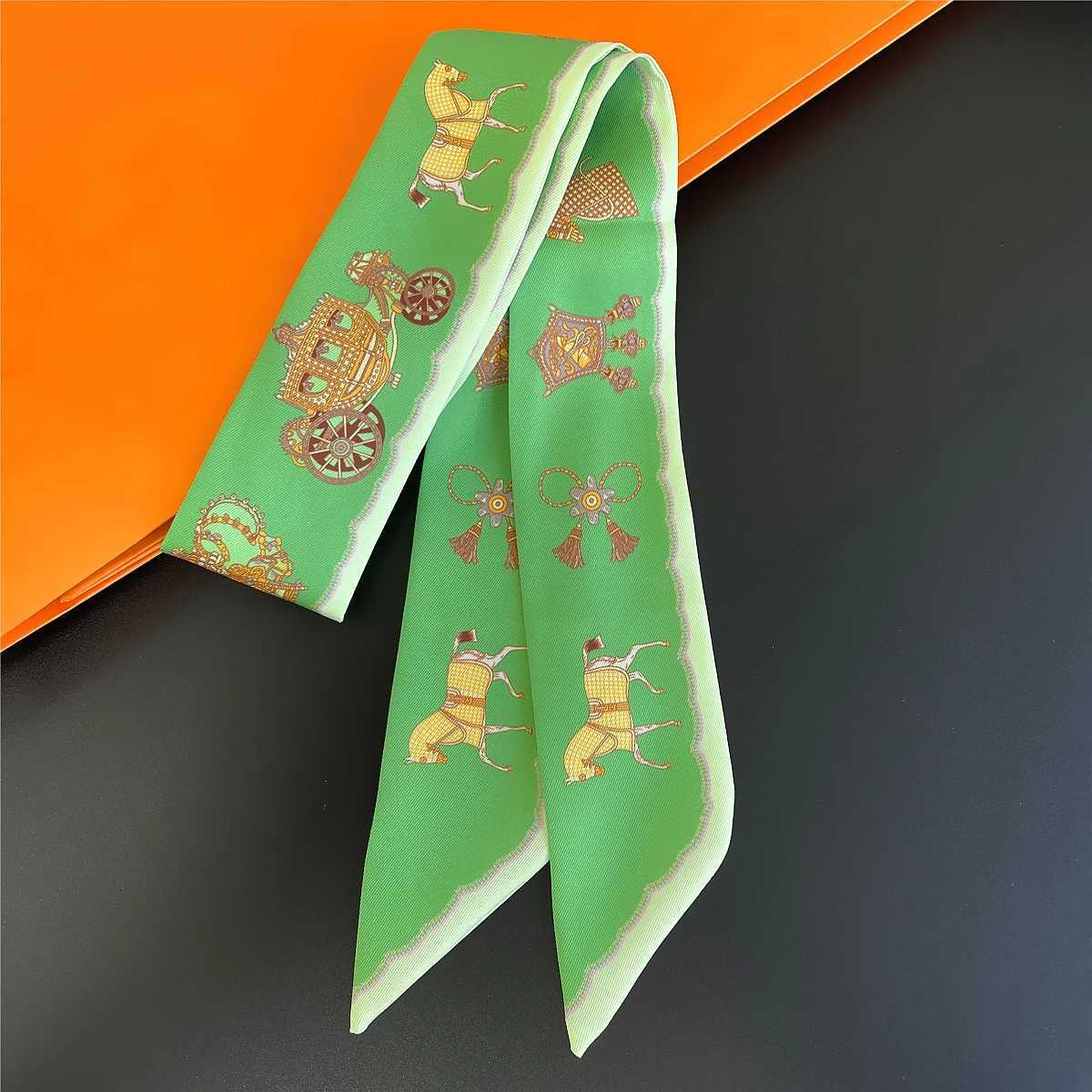 2024 Brand Design Horse Carriage Wen Scarf Luxury Silk Scarf Fashion Hair band Foard Skinny Bag Scarves Neckerchief X260328