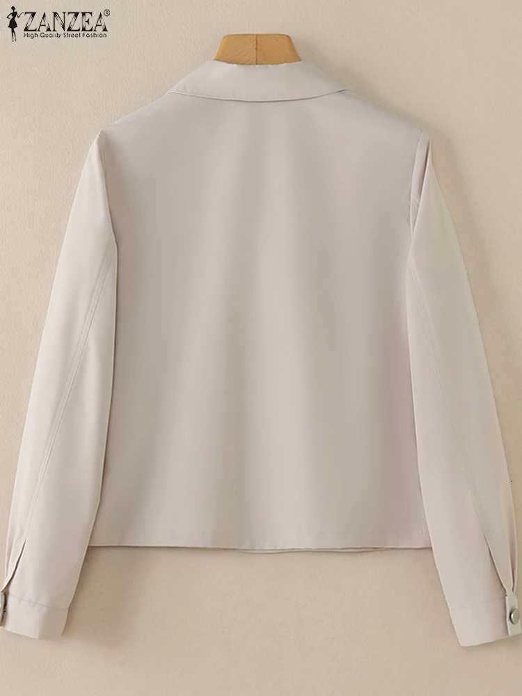 2025 ZANZEA Women Autumn Jackets Coats Stylish Lapel Neck Long Sleeve Jackets Solid Thin Outwears Button Down Work Wear CoatsT260328