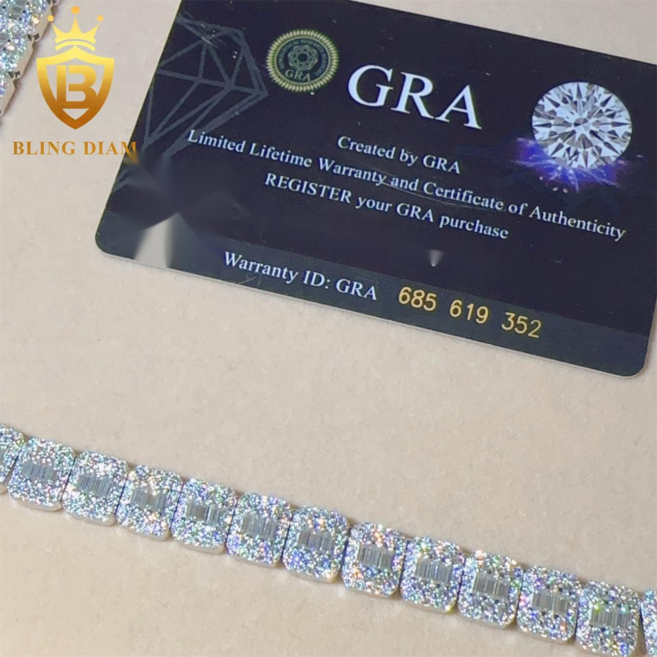 9mm Hip Hop Jewelry Iced Out Moissanite Diamond Sterling Silver 925 Cuban Link Chain Lab Grow Diamond Necklace