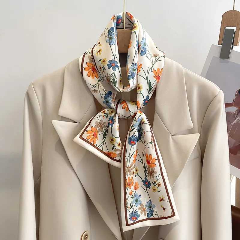 Luxury Design Scarf For Women Soft Satin Headband Neckerchief Foulard Female Hair Scarfs Neck Tie Lady Skinny Scarves Z260330