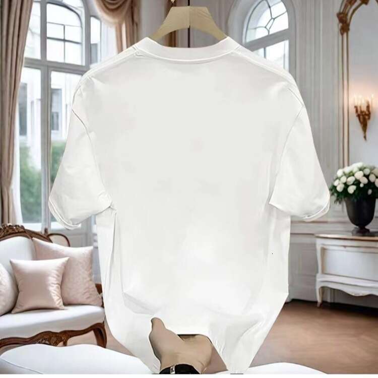 luxury New European Goods Light Luxury Boutique American Style Printed Trendy Brand Round Neck Versatile Fashion T-Shirt Short Sleeve Men's Trend