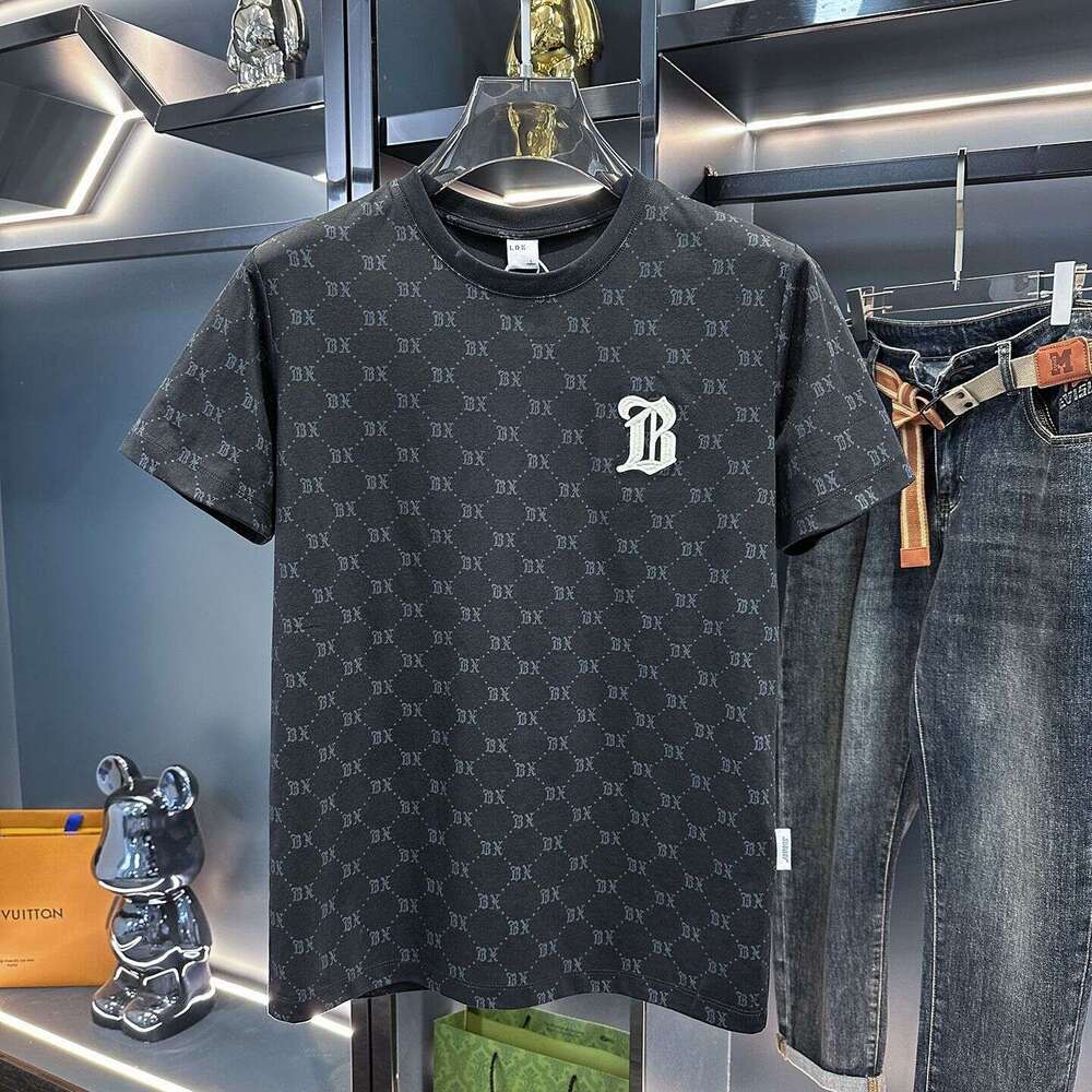 T Shirt Mens Designer Men Summer New European Style Embroidered Round Neck Short T Shirt For Men Trendy Brand Ice Silk Half Sleeve Casual Tee Shirt