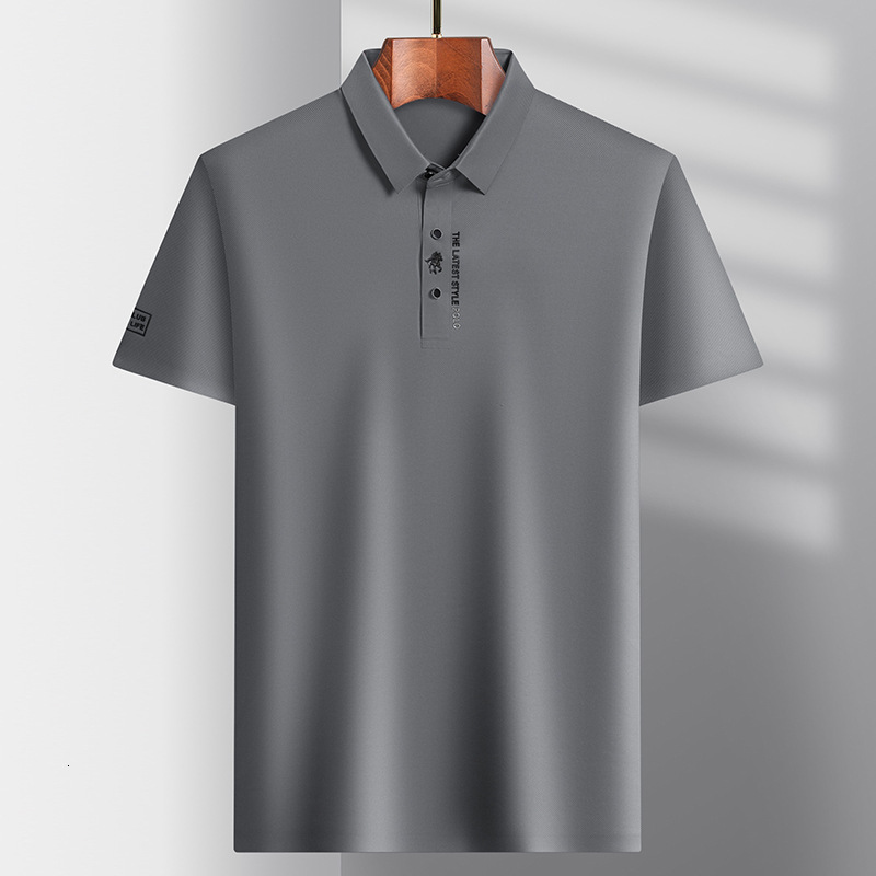 Men's High-end Polo Shirt A Business Casual Seamless Ice Silk Short-sleeved T-shirt With A Collar Design And Printed Pattern. Designer Luxury Sho