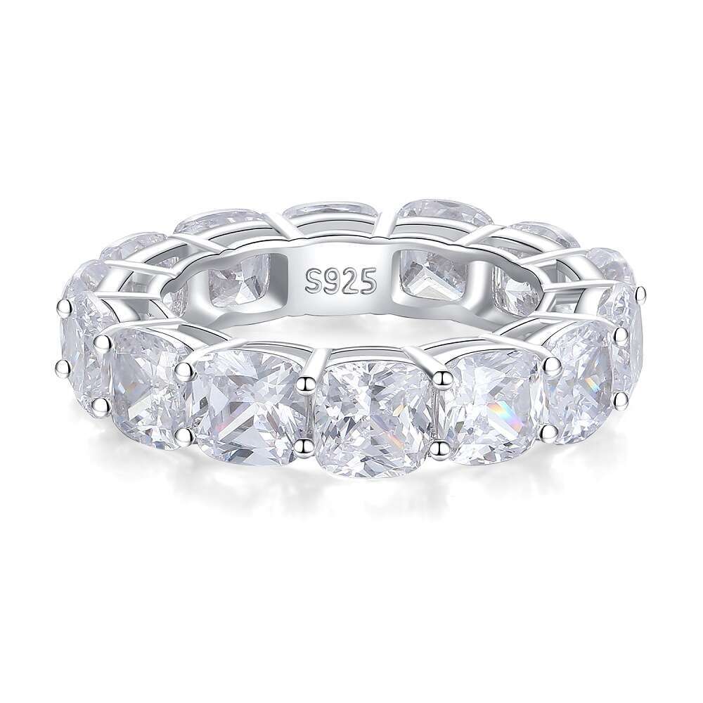 Ring Luxury Jewelry Exquisite Flower Shaped Adjustable Zircon Ring For Women High Carbon Diamond Radiant Ice Cut Zircon Wood Color Style Pure Silver E
