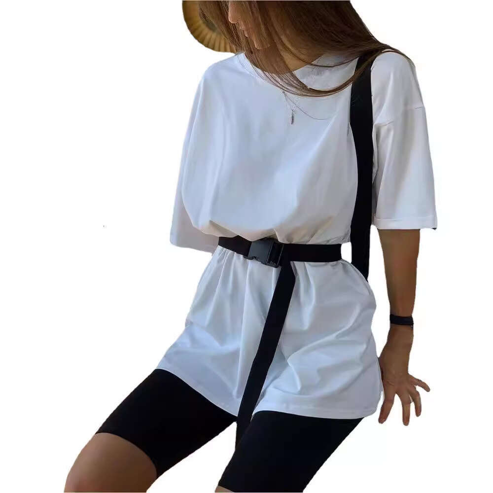 2026 Spring/Summer New Hot-Selling Women's Two-Piece with Belt, Solid Color, Loose-Fit, Sporty, Fashionable, Casual Homewear Set