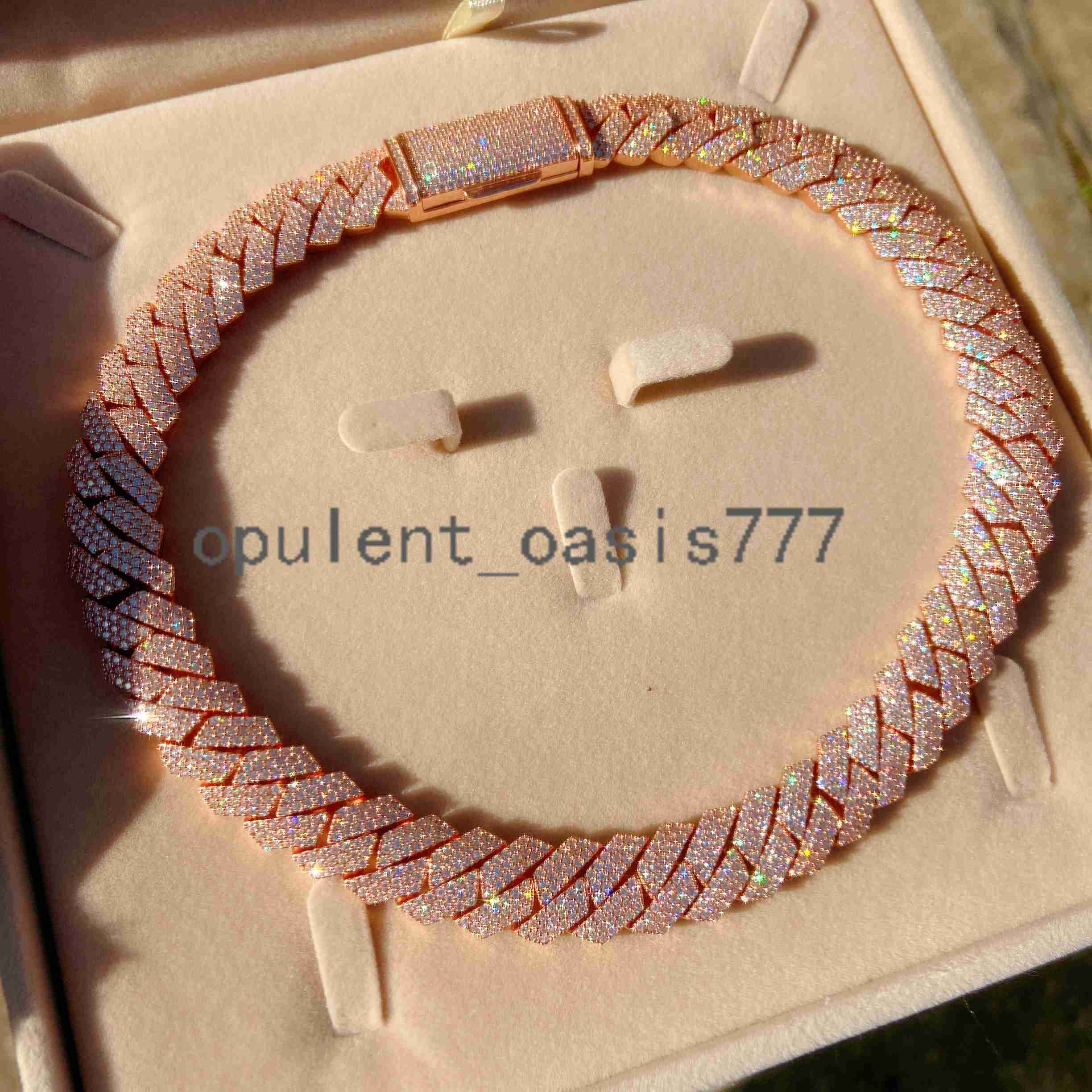 Hot Selling Necklace Silver 925 Iced Out Lab Diamond Vvs Moissanite Hip Hop Jewelry Real Gold Plated Cuban Link Chain